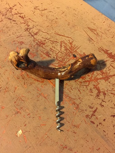 Unique Handmade Drift Wood Cork Screw Wine Opener Direct Pull Folk Art