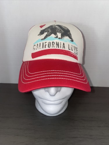Cap Red White Mens Os Mesh Snap Back Curved Bill