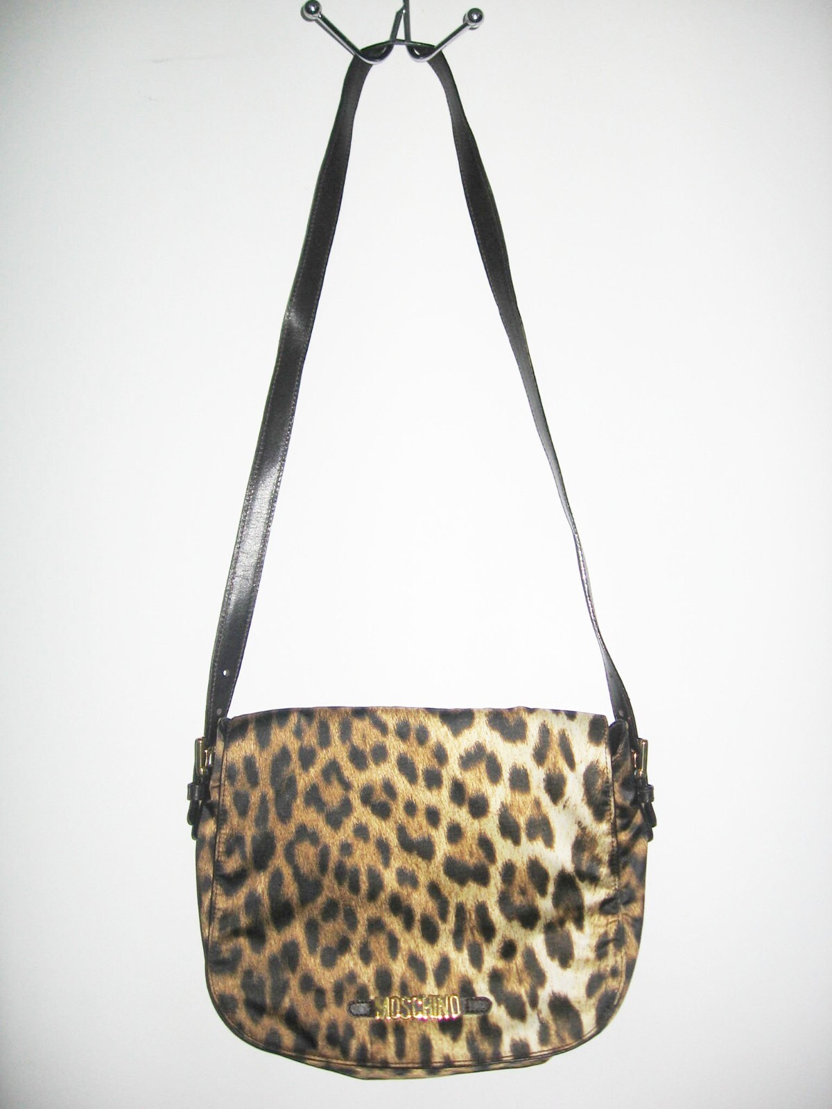 VTG Moschino Redwall Leopard Animal Print Leather Flap Closure