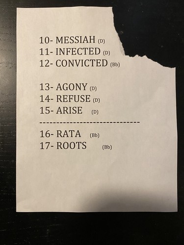 Sepultura 2022 Setlist (damaged) (Death Metal, Heavy Metal
