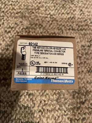 T&B Method 3/8  Lug pressure terminal Ruby Color Keyed 3/0 AWG Lot Of 5 PN 60142