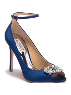 

BADGLEY MISCHKA Женские синие туфли-лодочки Kali с открытым носком и пряжкой на шпильке с украшением 8,5 синего цвета, Синий, MP3710