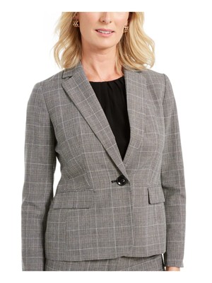 

LE SUIT Женский черный клетчатый пиджак для работы, брючный костюм с прямыми штанинами