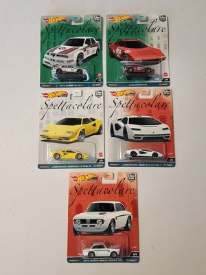 HOT WHEELS SPETTACOLARE 5 CAR CULTURE SET MATTEL LAMBORGHINIS ALFA ROMEOS LANCIA