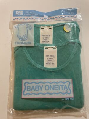 Baby Oneita 2 pack Turquoise Bodysuits Small (13-18lbs) NEW In Package