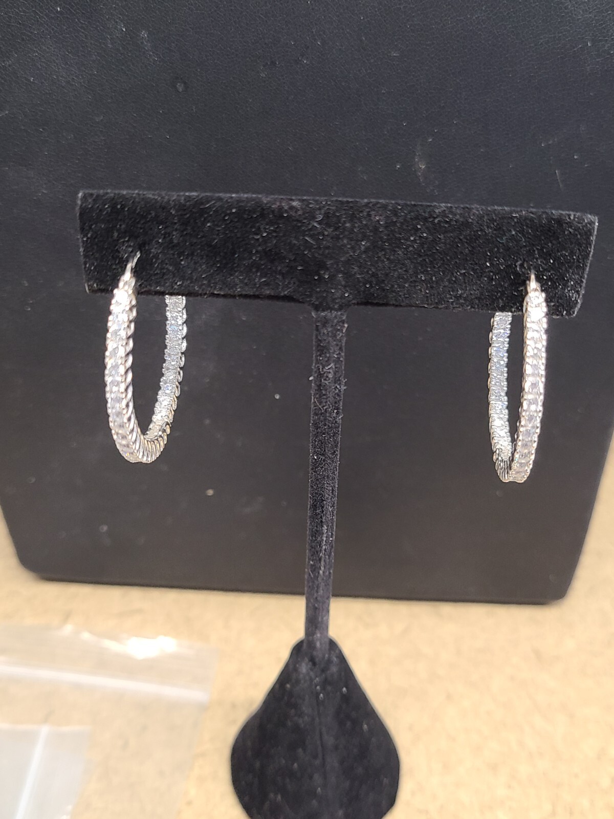 JTV White Cubic Zirconia Rhodium Over Sterling Silver Hoop JTV White Cubic Zirconia Rhodium Over Sterling Silver Hoop