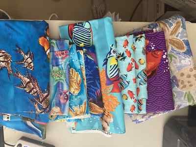 Fish Quilting Fabric Yardage, 3.75 Pounds, Bundle Bulk Lot