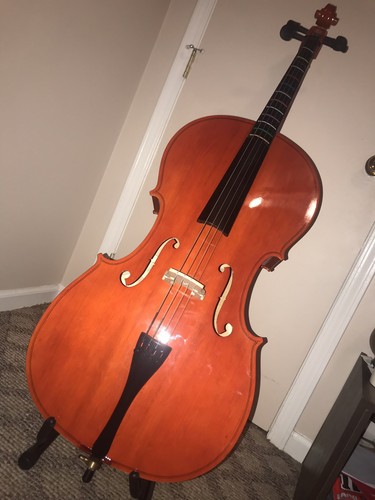 NEW! RED CECILIO FULL SIZE 4/4 ACOUSTIC CELLO STUDENT BEGINNER STAND & SOFT CASE