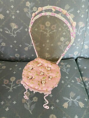 Empress Arts Doll Chair Floral Fabric Covered Cushion with Screened High Back 