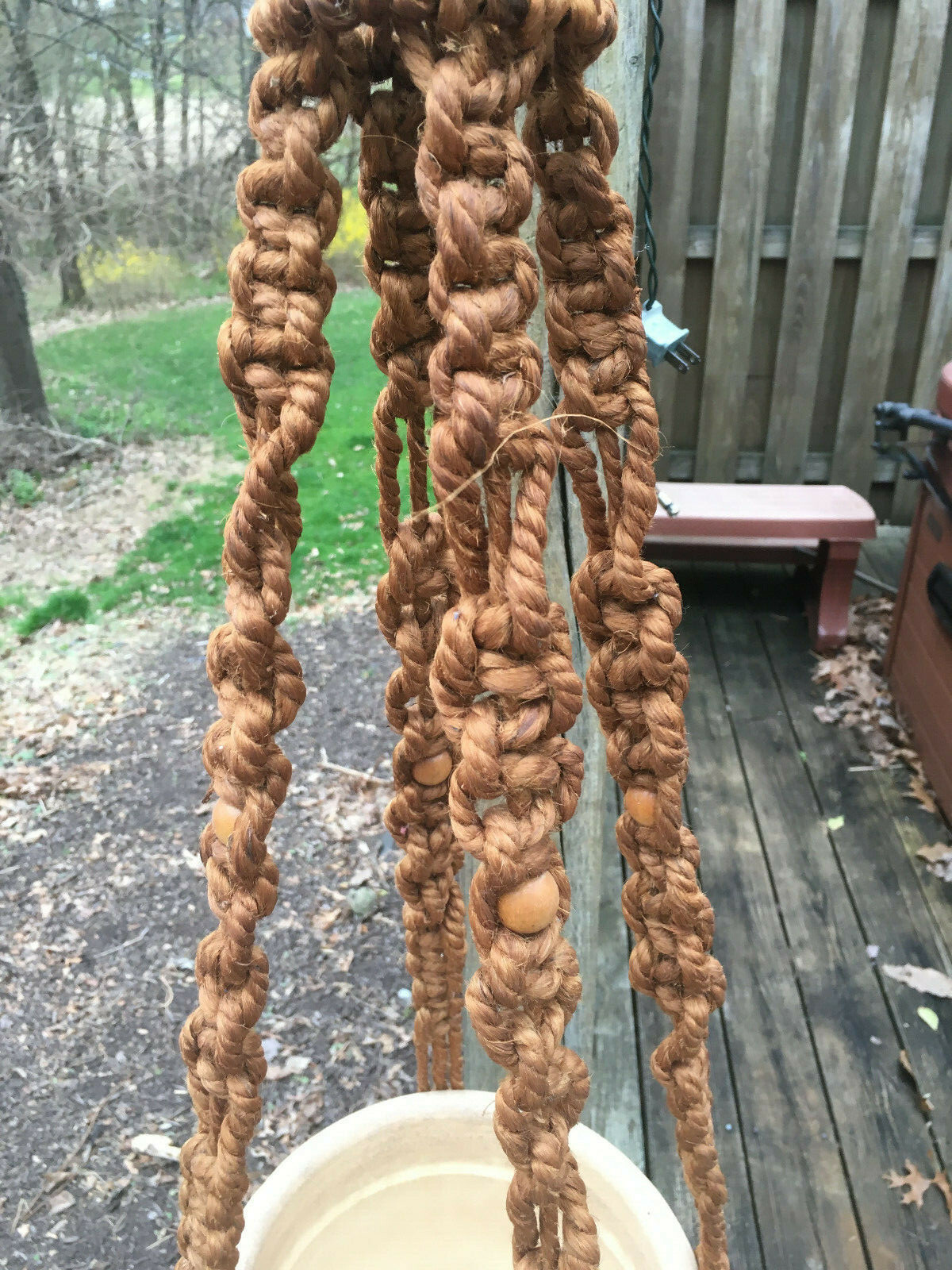 VINTAGE MACRAME PLANT HOLDER HANGER LARGE 53