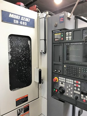 Mori Seiki SH-403 HMC 2000, 40-ATC, 20-HP, 12k RPM, Rigid Tap, Chip Conveyor