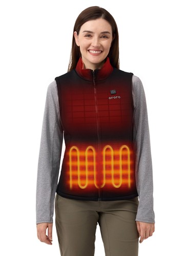 ORORO Women's [Upgraded] Heated Fleece Vest Collar Battery Lightweight M