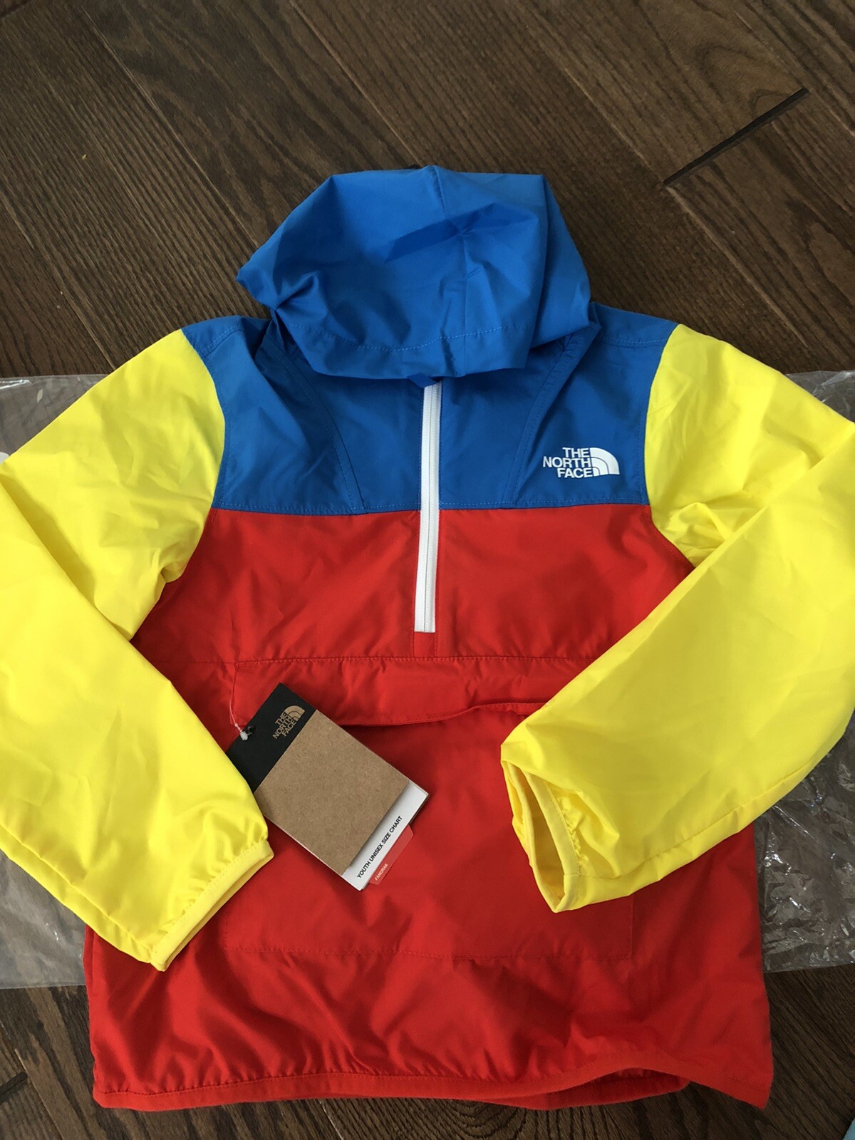 north face black and grey coat