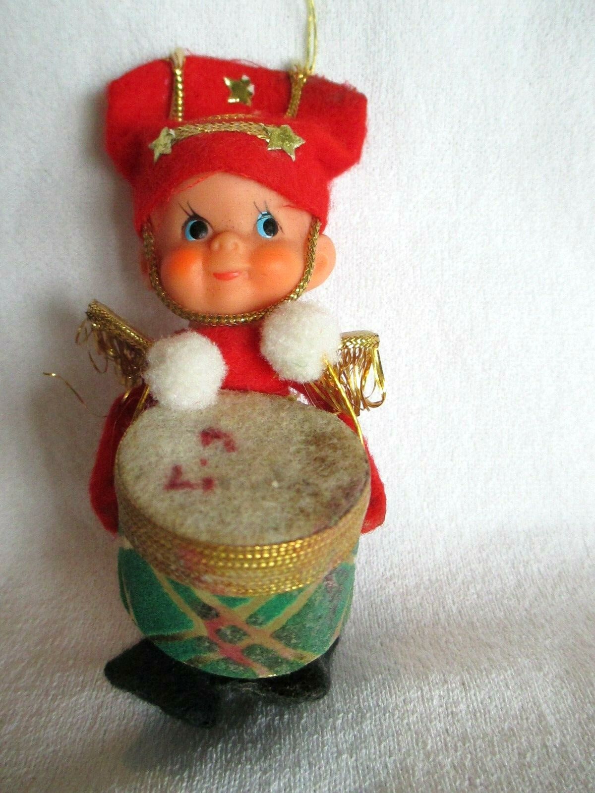 VTG XMAS DRUMS & DRUMMER ORNAMENTS--MADE IN JAPAN--MUST SEE!!