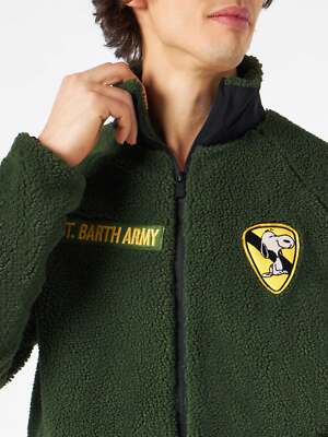 Pre-owned Mc2 Saint Barth Sherpa Jacket With Snoopy Patch | Peanuts® Special Edition S In Green