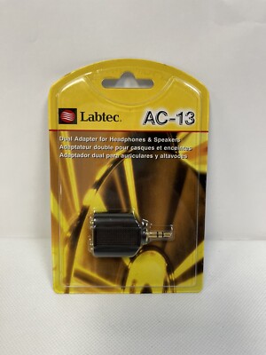 New Sealed Labtec AC-13 Dual Adapter for Headphone and Speaker