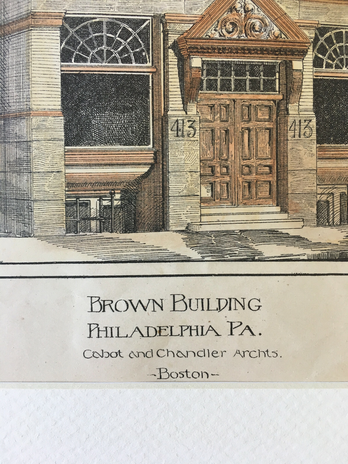 Brown Building, Philadelphia, PA, 1882, Cabot & Chandler, Original Hand Colored