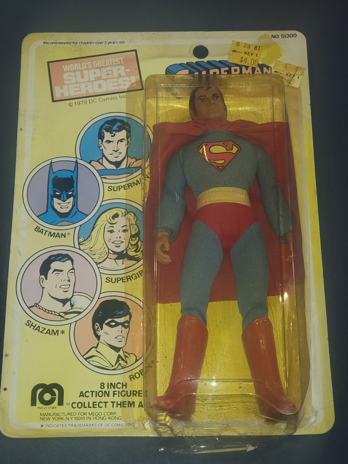 Vintage MEGO Superman WGSH Action Figure - Original card