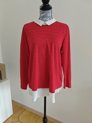Maglia donna FRANSA rossa con inserto camicia tg. L