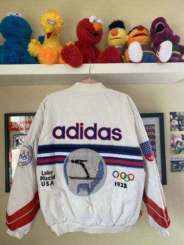 Vintage 80s Adidas Winter Olympics Zip-Up Jacket with all Vintage 80s Adidas Winter Olympics Zip-Up Jacket with all