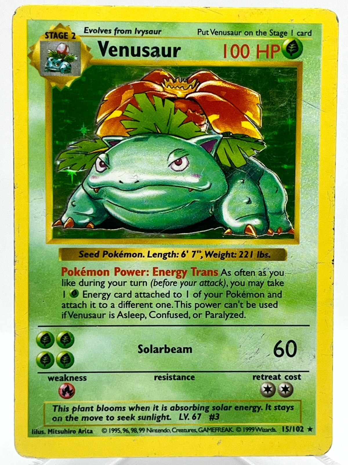 Venusaur ポケモンカード #15/102 Venusaur 15/102 Base Set Shadowless Holo Rare Vintage 1999