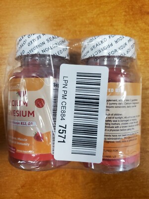 2 Pack: Calcium Magnesium Zinc Gummies w Vitamin D3 - 60 ct ea Exp. 2/25 E14D