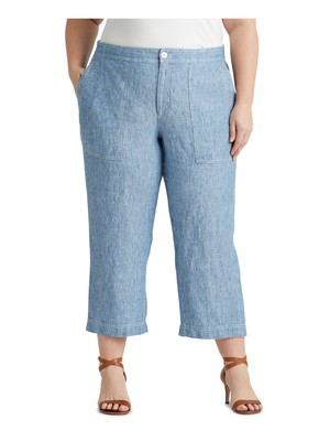 

LAUREN RALPH LAUREN Женские синие укороченные брюки плюс, Синий, 202793208001