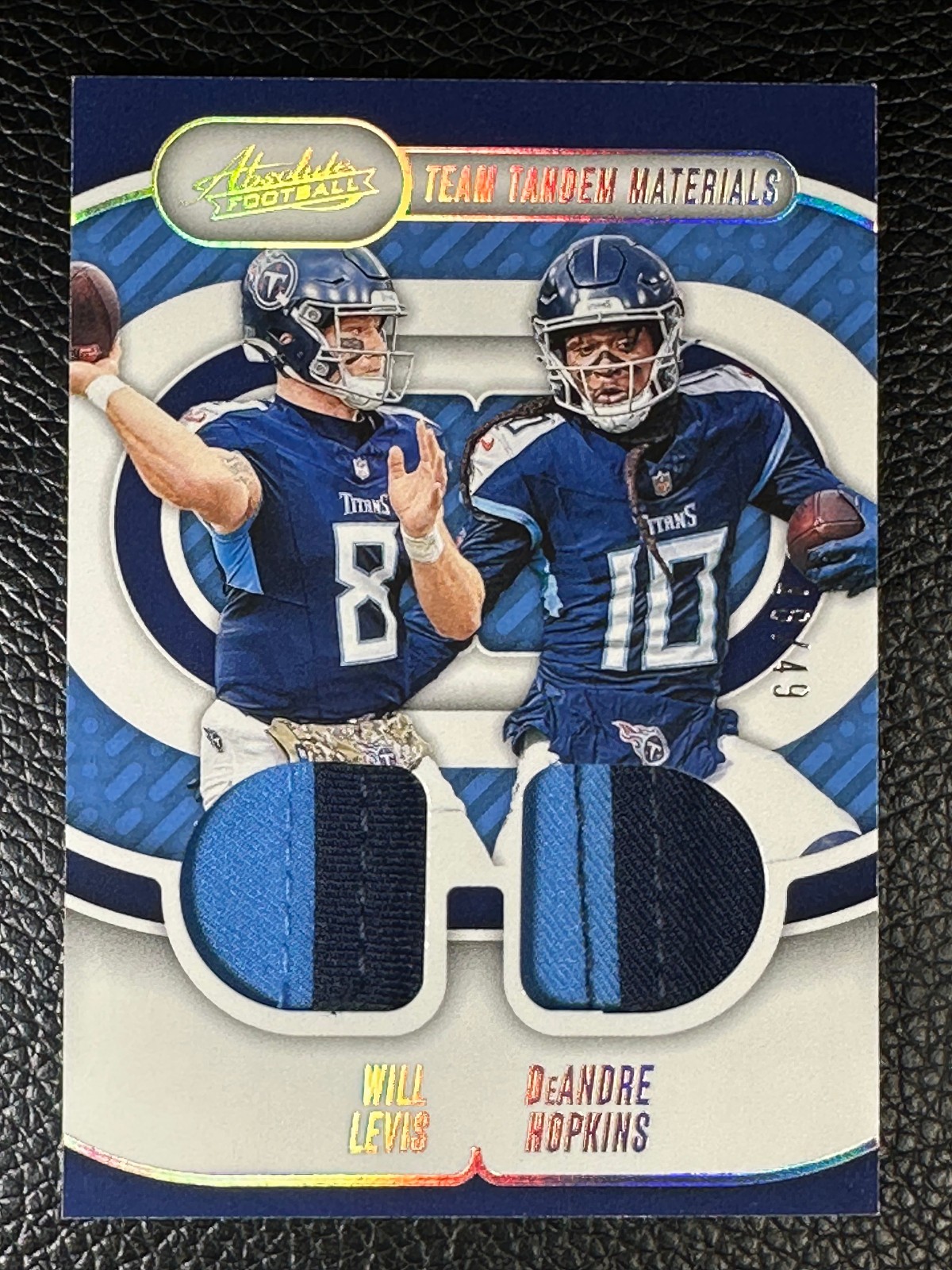 2024 Panini Absolute Team Tandem Will Levis DeAndre Hopkis 48/49 Patch