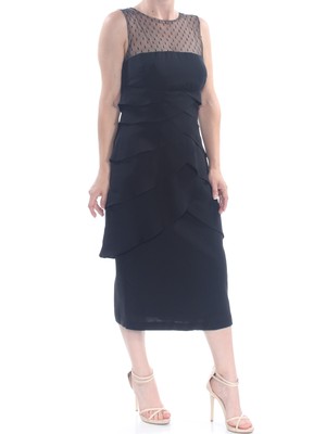 

JS COLLECTION Женское черное коктейльное платье без рукавов с рюшами и длиной до колен, Черный