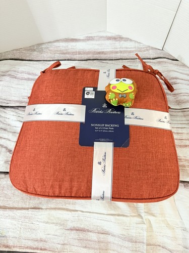 BROOKS BROTHERS Set Of 2 Chair Pads NonSlip Backing Earth