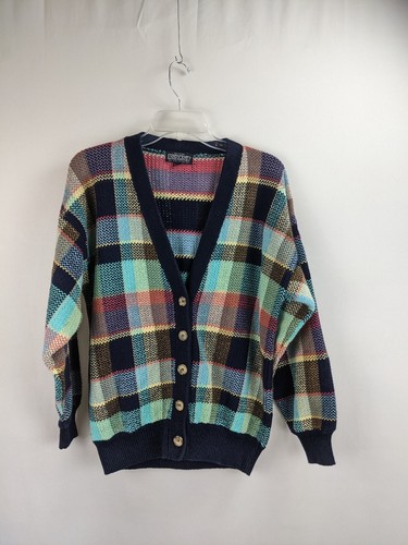 VTG 90s Lands End Blue Plaid Cotton Cardigan EUC Medium | eBay VTG 90s Lands End Blue Plaid Cotton Cardigan EUC Medium | eBay