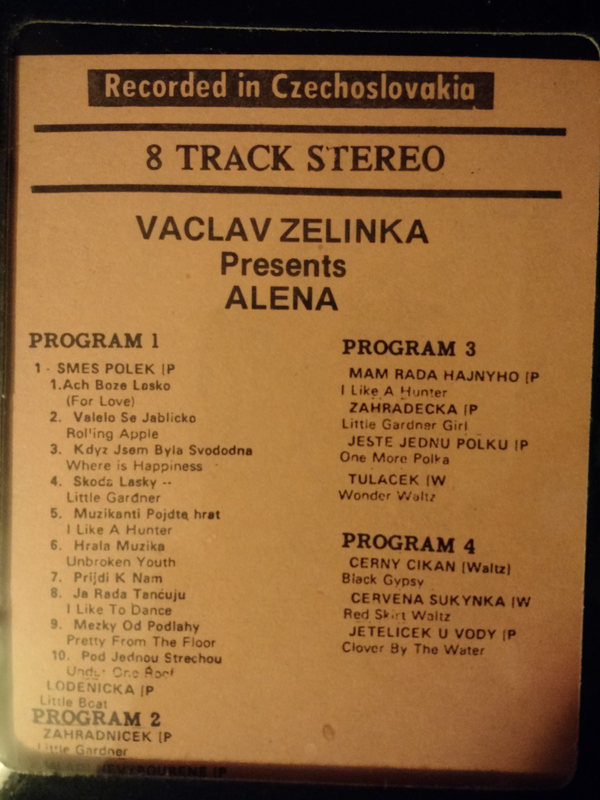 8TRACK Polkas Czech TAPE on rare Nebr. RAY records Vaclav Zelinka Presents ALENA