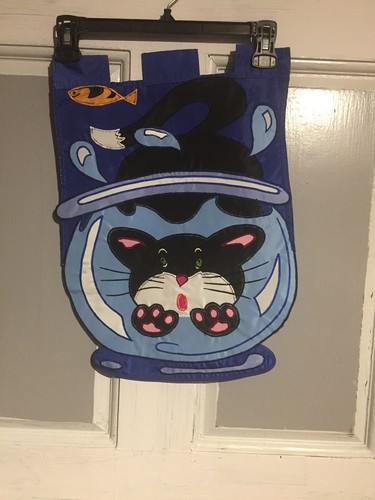 Mini Garden Flag Tab Top Kitty In The Fishbowl  12 x18 Inch FREE FAST SHIPPING