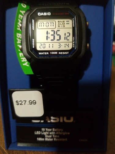 W 800h 1a Black Genuine Casio Dual Time Alarm Digital Men S Watch Digital New Ebay