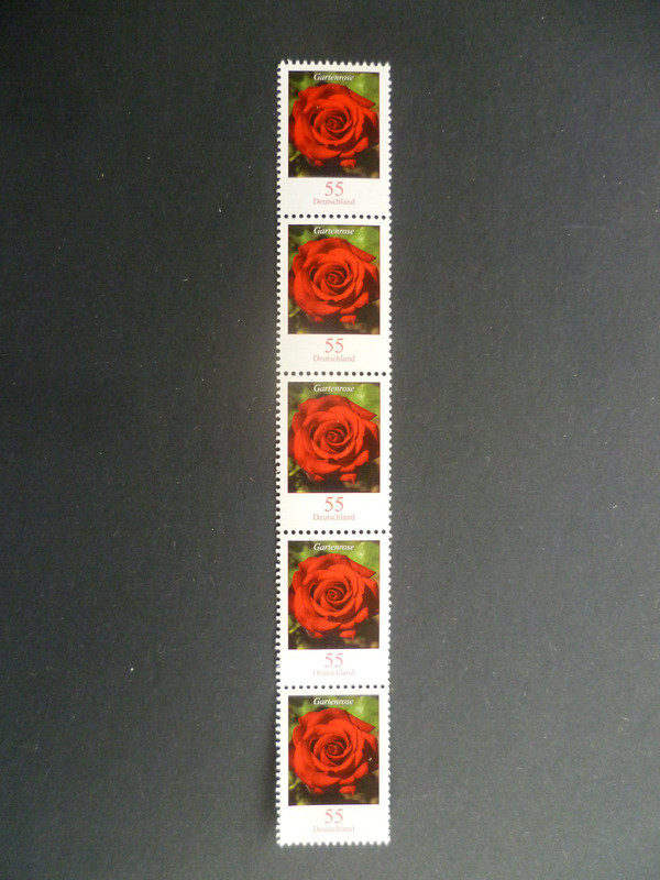 Bund Rollenmarken, Blumen Minr.  2669 ** Postfrisch Mnh, 5er-Streifen Mit Nummer