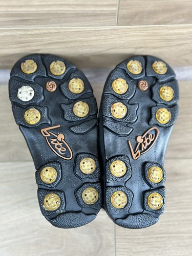 BITE Women&rsquo;s GOLF SANDALS  Tan Leather  Hook Loop Straps  Spikes  Size 6