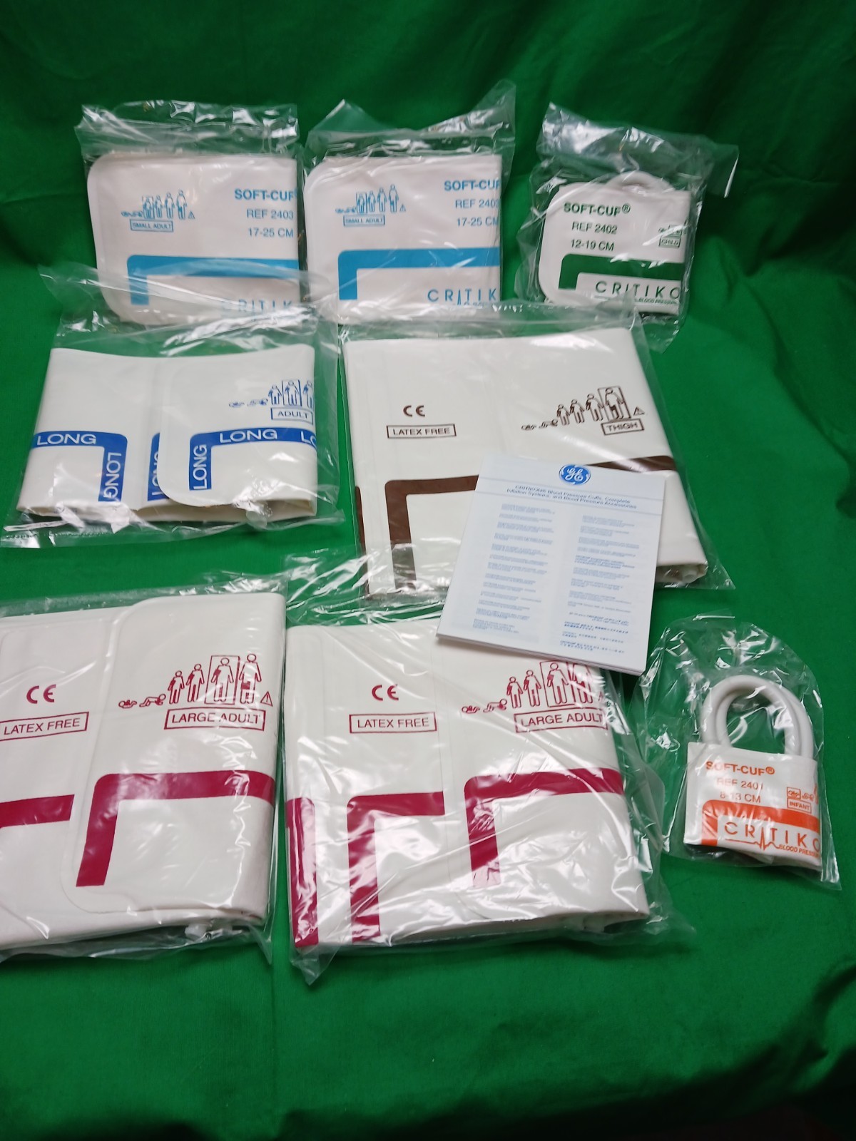 CRITIKON Soft-Cuf Blood Pressure Cuffs Assorted Box of 8 Open Box