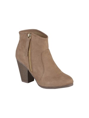 

JOURNEE COLLECTION Женские коричневые ботильоны Comfort Link с круглым носком на блочном каблуке, Коричневый, LINK BOOTIE