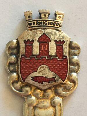 Vintage Souvenir Spoon Collectible 4.5  Wernigerode Germany ca. 1900 Enameled