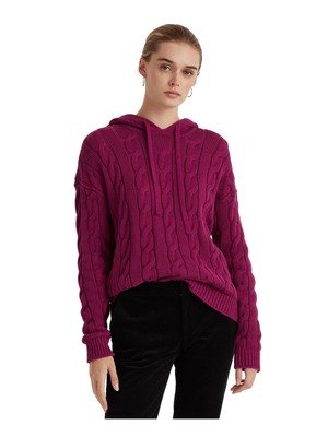 

RALPH LAUREN Женский фиолетовый свитер с капюшоном и длинными рукавами