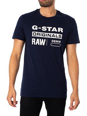 

Мужская футболка с рисунком G-Star RAW, синяя, Синий, D14143-336-6067