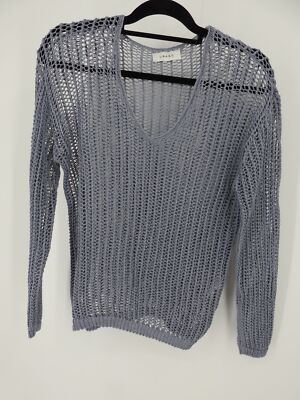 Urago, Ladies Periwinkle, Light Blue Loose Knit Crochet Sweater Measures large L