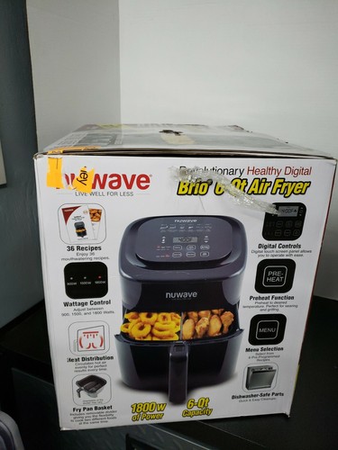 NEW NUWAVE BRIO 6QT DIGITAL AS SEEN ON TV AIR FRYER BLACK 37001 1800 WATTS OVEN