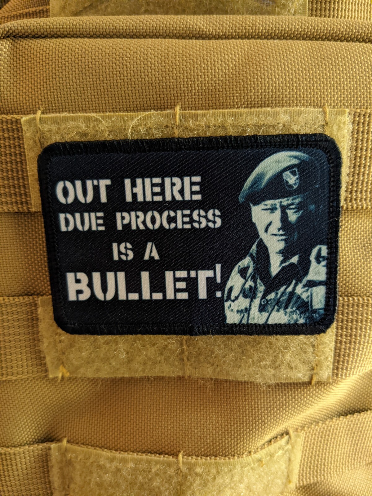 Green beret Due process is a bullet movie quote 2&quot;x3&quot; hook and 
