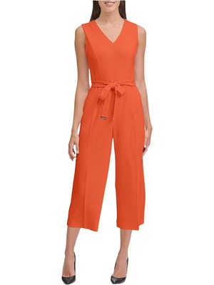 

TOMMY HILFIGER Женский оранжевый комбинезон без рукавов с V-образным вырезом и поясом