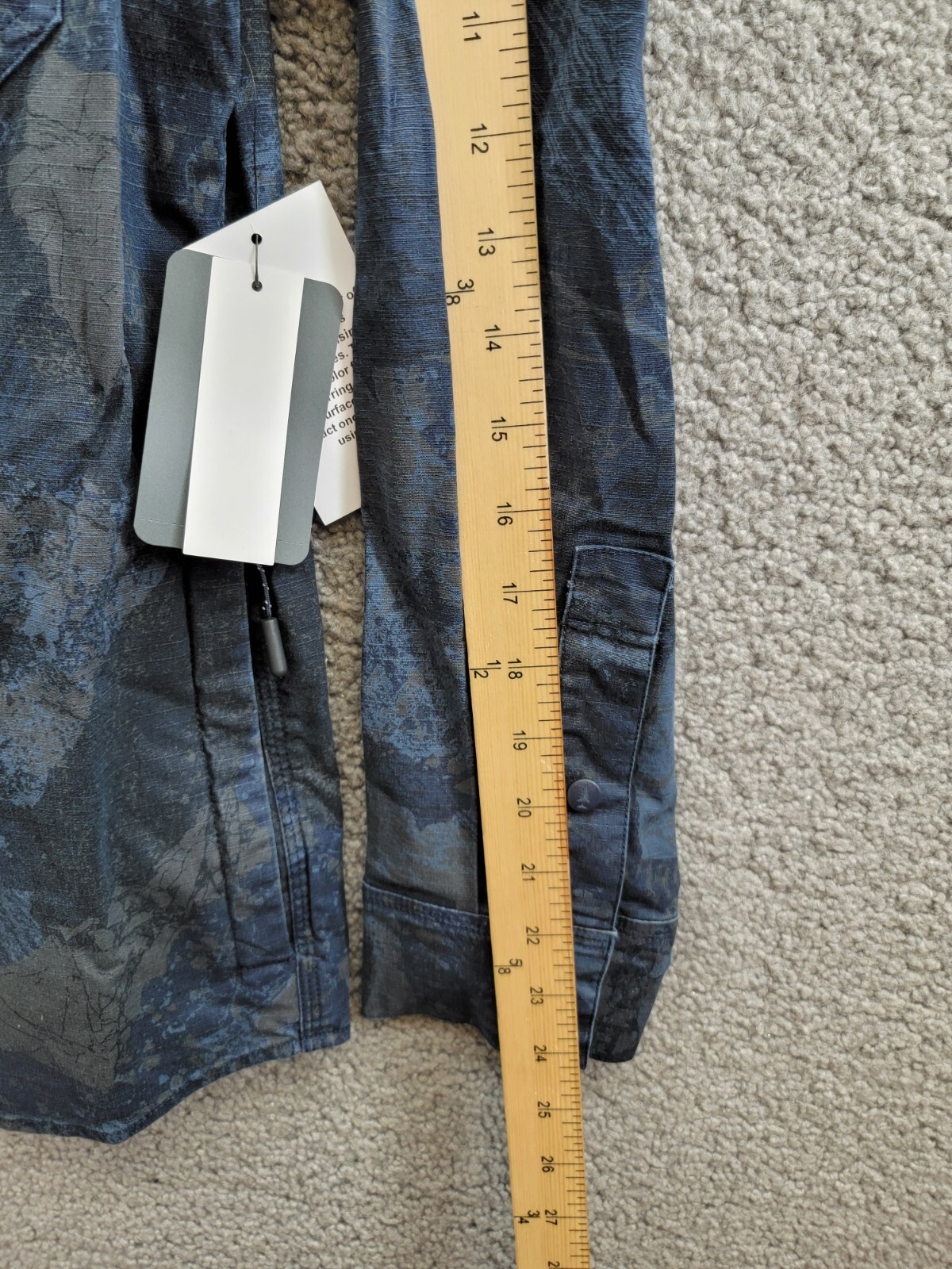 BASS OUTDOOR Ripstop Utility Shacket Men's M Rock Camo/Navy Blazer Button Snap - Picture 5 of 19