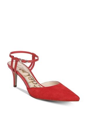 

Женские кожаные туфли-лодочки SAM EDELMAN с красным логотипом Goring Javin с острым носком на шпильке, размер 7 м, Красный, G5869L2