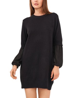 

VINCE CAMUTO Женское черное многослойное платье-свитер с рваной вязкой и отделкой, Черный