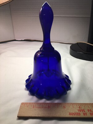 Westmoreland  Cobalt Blue Glass Bell 6.5  H Ringer Wavy Frosted Edge