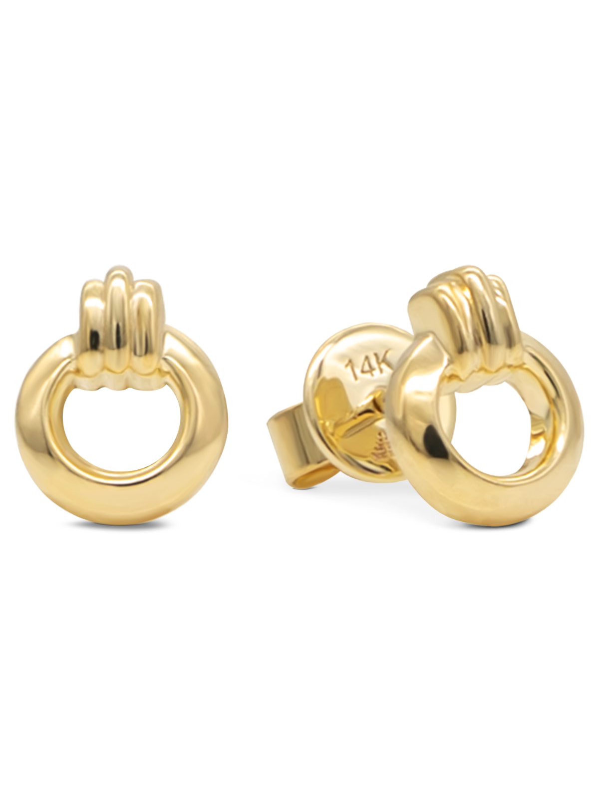 Pre-owned Devata 14k Gold Dainty Circle Stud Earrings, Approx. 2.3 Gr Drdy8158